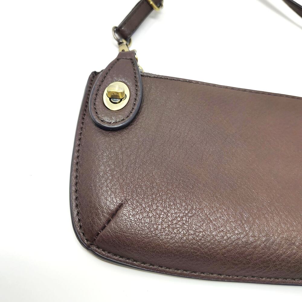 Joy Susan Crossbody Brown Faux Leather Vegan Purse Bag Minimalist Chic Boho - Picture 5 of 9